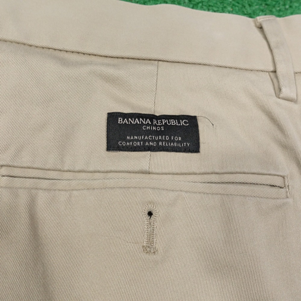 BANANA REPUBLIC AIDEN CHINO PANTS TAN BEIGE FLAT FRONT PANTS MENS 34X30 **READ** - Picture 7 of 9